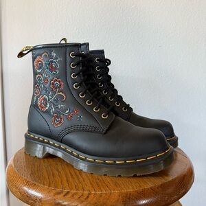 Dr. Martens Black Floral Embroidered Boots
